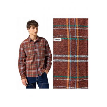 Barbati -  Non Frayed Plaid - Regular Fit - Cu Bumbac - Design Clasic - Maro inchis