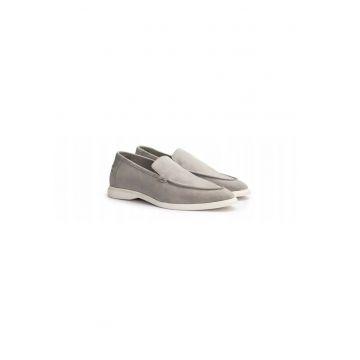 Mocasin barbati Stride Flex - piele intoarsa - gri deschis - marimea