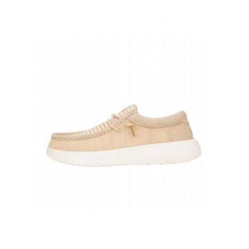 Mocasini Barbati Piele Intoarsa - Wally Comf Woven - Bej - Bej