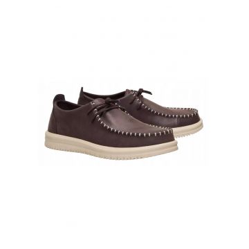 Mocasini Barbati Piele Naturala Spuma EVA - Wally Moc Leather - Maro - Maro