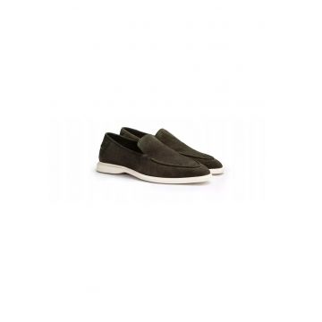 Mocasini barbati Stride Flex - piele intoarsa - verde masliniu - marimea