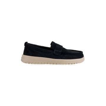 Mocasini de piele intoarsa - Negru