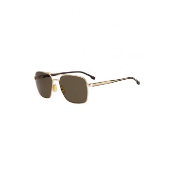 Ochelari de soare aviator cu detaliu cu logo discret - Auriu