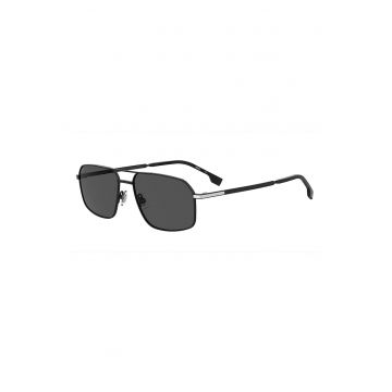 Ochelari de soare aviator cu logo discret - Negru/Argintiu