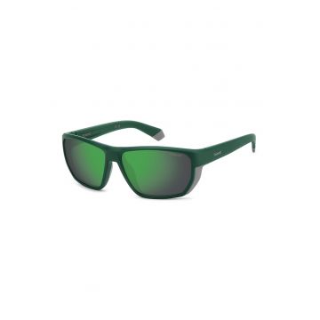 Ochelari de soare dreptunghiulari cu lentile polarizate - Verde aquamarin
