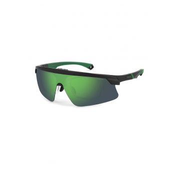 Ochelari de soare wrap cu lentile polarizate - Negru/Verde deschis