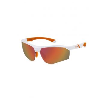 Ochelari de soare wrap cu lentile polarizate - - Portocaliu mandarina/Alb murdar
