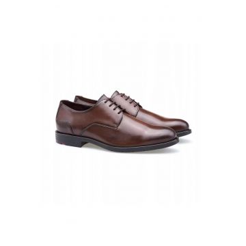 Pantofi derby bărbați  EEZY 110 - piele naturală - maro - Maro