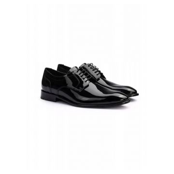 Pantofi derby bărbați Leno 110 - piele naturală - negru - Negru