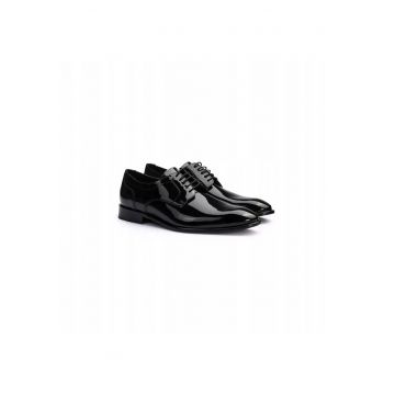 Pantofi derby bărbați Leno 110 - piele naturală - negru - Negru