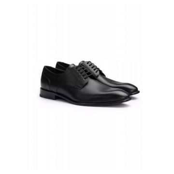 Pantofi derby barbati  Leno 110 - piele naturala - negru - Negru