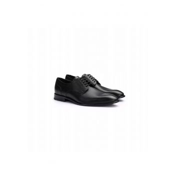 Pantofi derby barbati  Leno 110 - piele naturala - negru - Negru