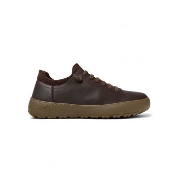 Pantofi sport uni de piele Peu Serra - Maro inchis