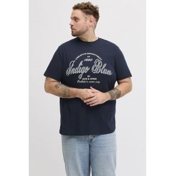 Plus Tricou barbati big sizes - Denver - cu imprimeu text - Bleumarin