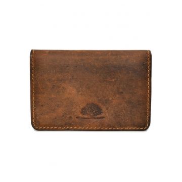 Portofel barbati piele naturala maro antichizat 10.5 x 7.5 x 3.0 cm - Vintage -  Maro antichizat