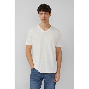 Tricou cu decolteu in V - Alb murdar