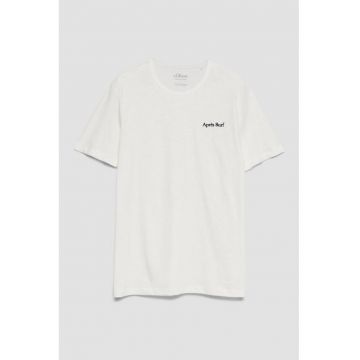 Tricou de bumbac cu decolteu la baza gatului - Alb