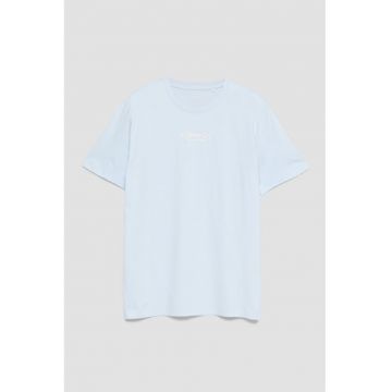 Tricou de bumbac cu logo discret - Albastru deschis