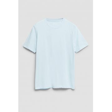 Tricou de bumbac cu logo discret - Albastru deschis