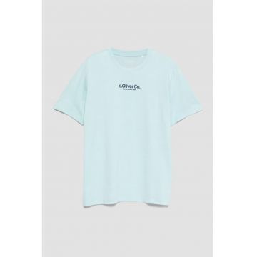 Tricou de bumbac cu logo discret - Albastru glaciar