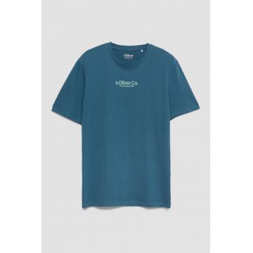 Tricou de bumbac cu logo discret - Albastru petrol