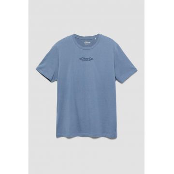 Tricou de bumbac cu logo discret - Albastru prafuit