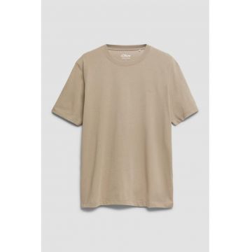 Tricou de bumbac cu logo discret - Maro nisip