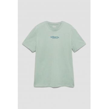 Tricou de bumbac cu logo discret - Verde sparanghel
