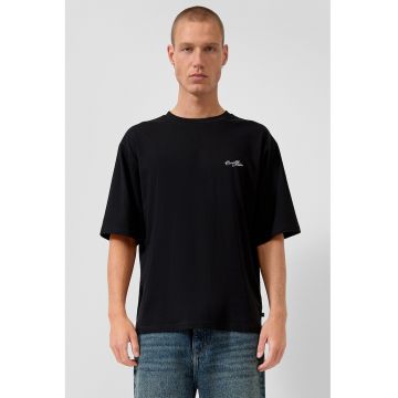 Tricou din bumbac cu imprimeu pe partea din spate - Negru stins