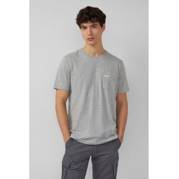 Tricou lejer cu buzunar pe piept - Gri melange