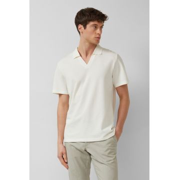 Tricou polo cu decolteu in V - Alb murdar
