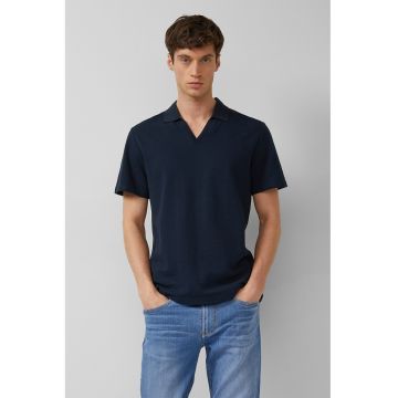 Tricou polo cu decolteu in V - Bleumarin