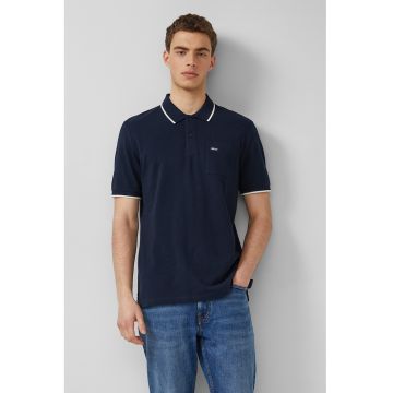 Tricou polo din bumbac cu buzunar pe piept - Albastru ultramarin