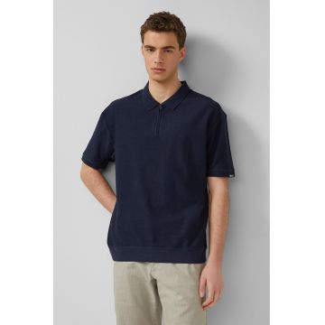 Tricou polo lejer cu fermoar scurt - Albastru ultramarin