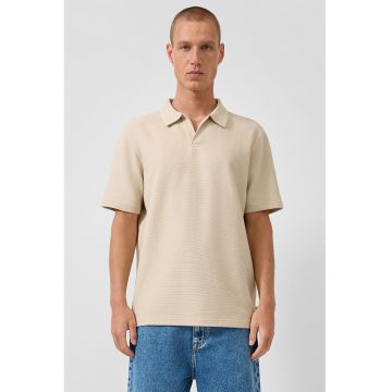 Tricou polo striat - Bej