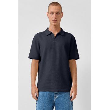 Tricou polo striat - Bleumarin
