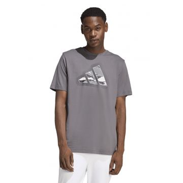 Tricou regular fit cu logo pe piept Camo - Alb/Negru/Gri inchis