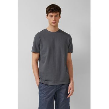 Tricou texturat de bumbac - Gri antracit