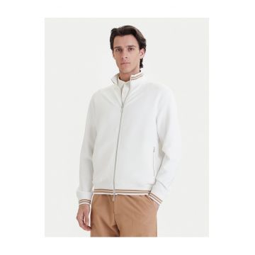 Bluza barbati -  fermoar - ecru - 54% modal - 38% poliester - 8% elastan