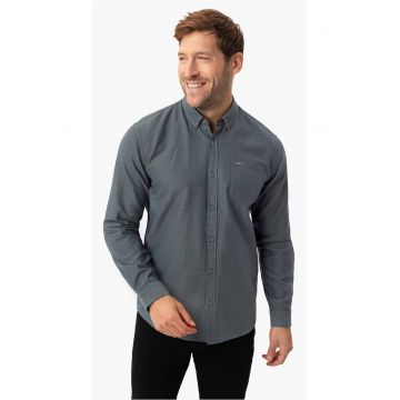 Camasa din bumbac cu maneci lungi - Regular Fit - guler fixat cu nasturi -  K-Bentu - verde - Verde