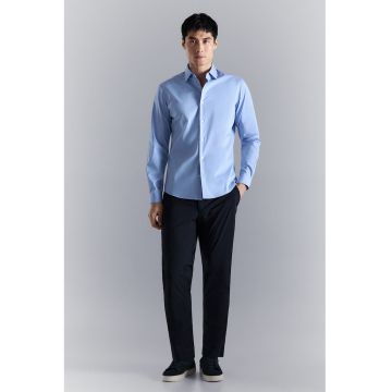 Camasa regular fit din amestec de bumbac - Albastru pastel