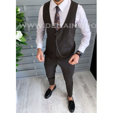 Compleu barbati maro  Vesta + Pantaloni B1467  P20-4.1