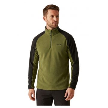 Hanorac barbati  kaki - poliester - cu fermoar - guler inalt - Verde