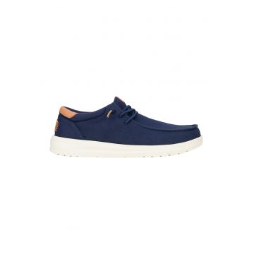 Mocasini din material textil cu sireturi - Bleumarin