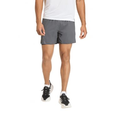 Pantaloni scurti cu logo si model 2-in-1 - pentru fitness - Gri inchis