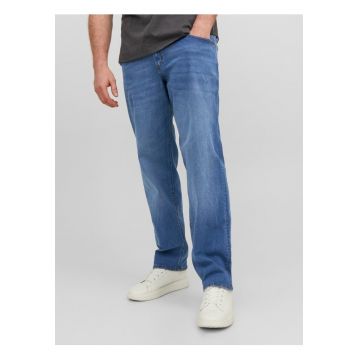 Plus Blugi Mike - barbati big sizes - cu talie inalta si croiala Conica - Albastru