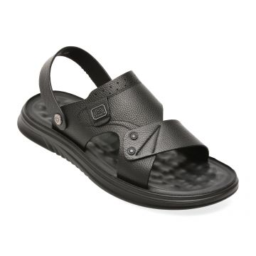Sandale BITE THE BULLET negre, D6206, din piele naturala
