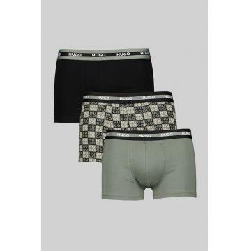 Set de boxeri cu banda logo in talie - 3 perechi - Negru/Kaki