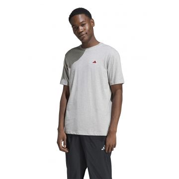 Tricou cu decolteu la baza gatului si logo Icon - Gri deschis melange