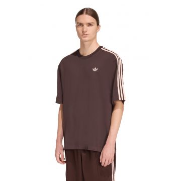 Tricou cu logo discret 3 Stripes - Maro inchis/Maro deschis